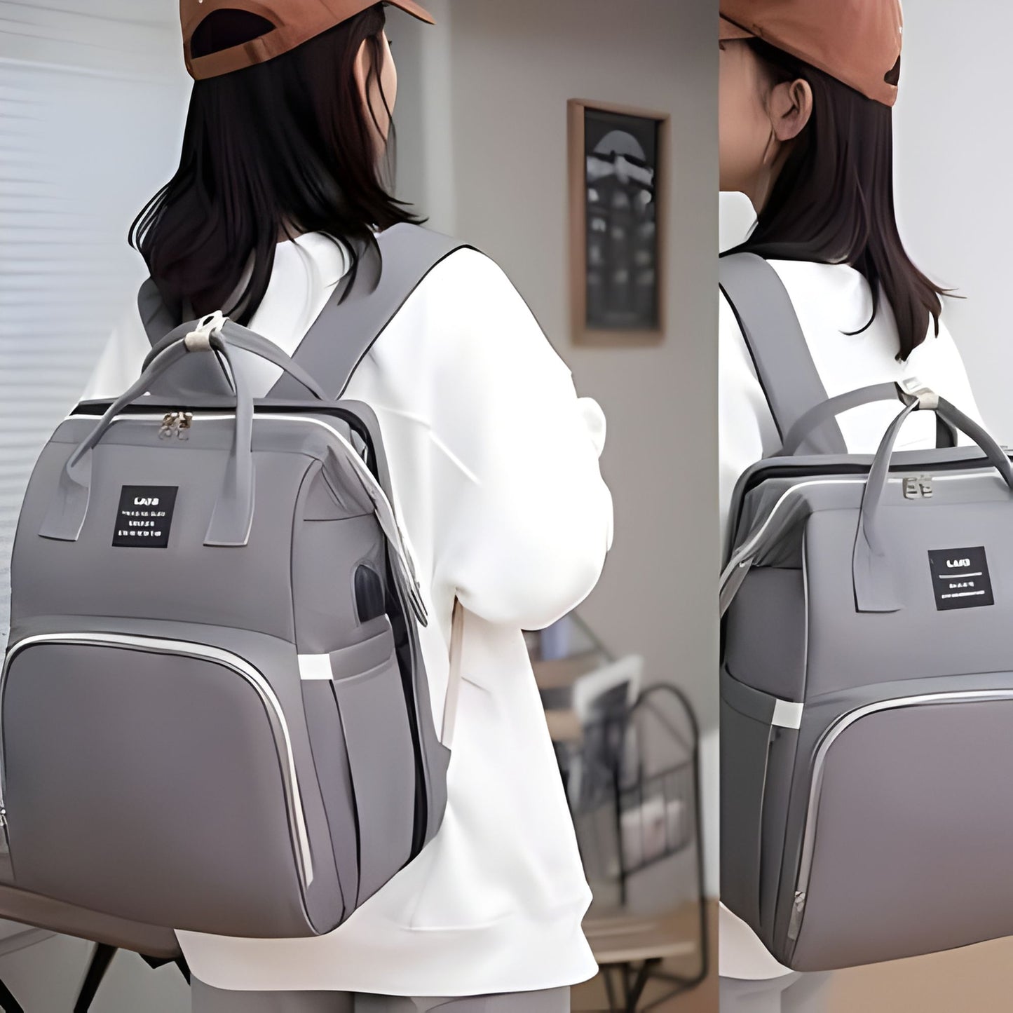 sac à dos à langer Diaper Backpack porter par une femme