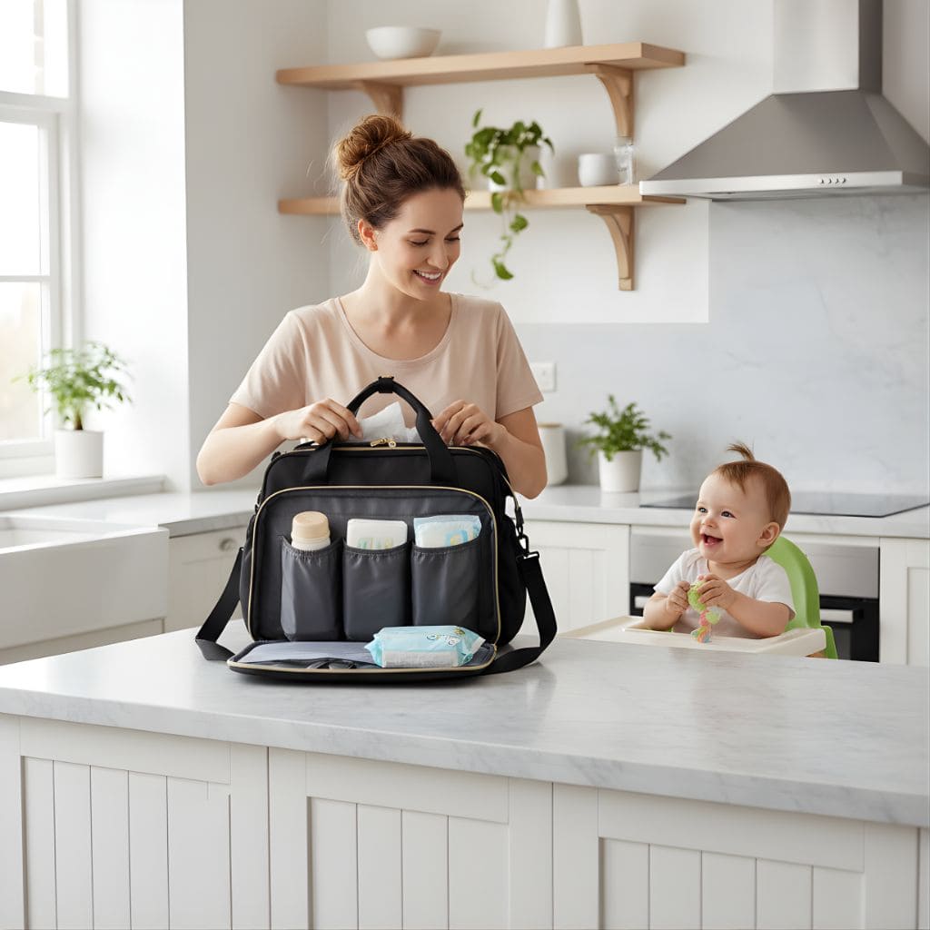 sac à langer Élégance Pratique maman prépare le sac
