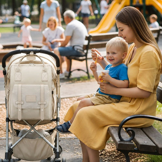 sac à dos à langer Élégant accroché à la poussette