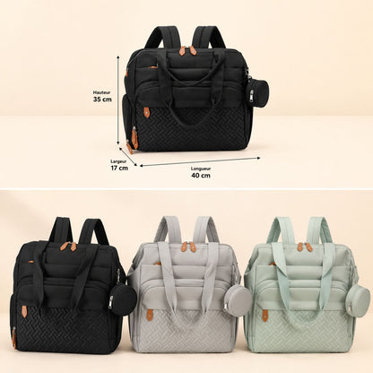 Dimensions du sac à dos à langer grande capacité Nomade+ et ses variantes