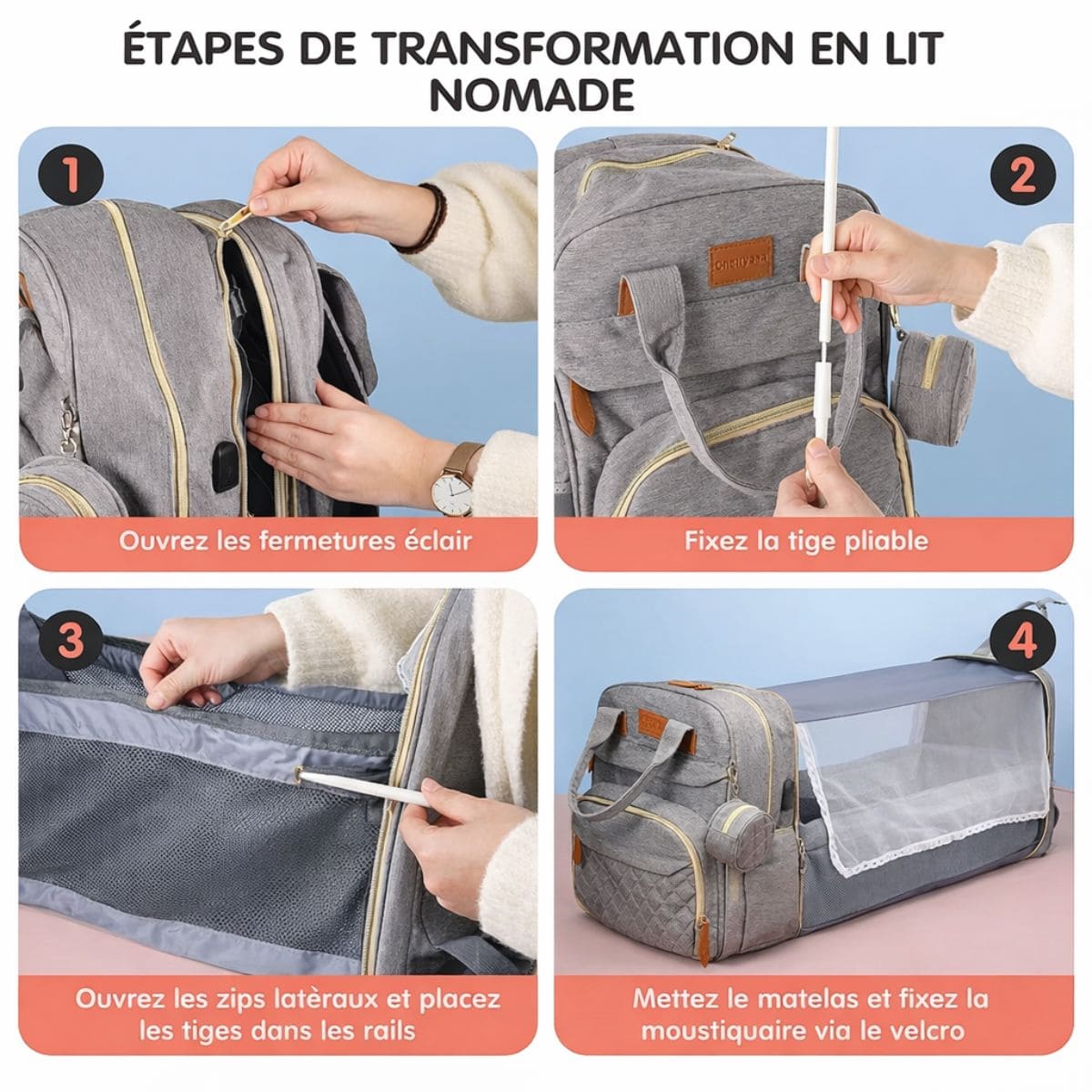 Sac à dos à langer avec lit intégré | Nomade