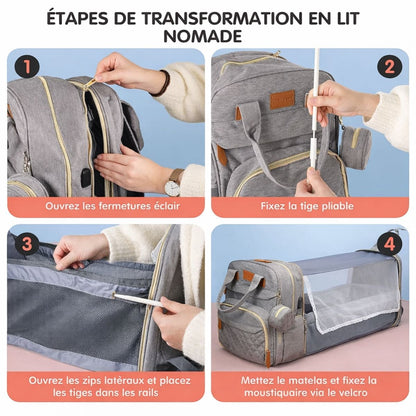 Sac à dos à langer avec lit intégré | Nomade