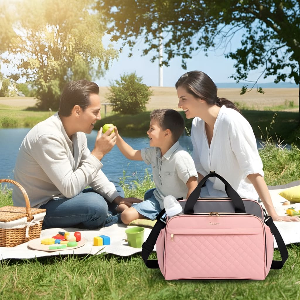 pique-nique bord lac sac à langer Élégance Pratique rose
