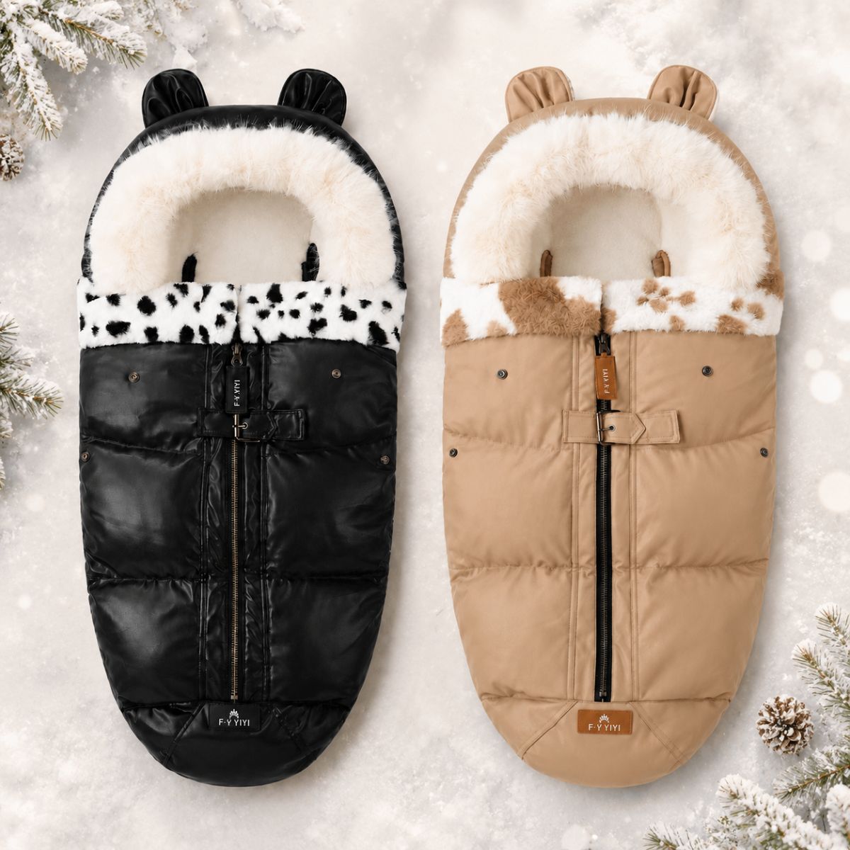 chancelière poussette hiver Cocon Douillet disponible en deux coloris : noir et taupe.