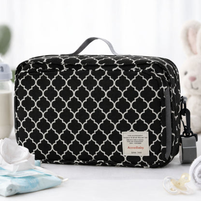 Organisateur poussette Nomade noir motif géométrique sac bébé rangement pour biberon couches et lingettes