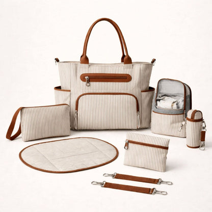 Sac à langer multifonction Pack Sérénité avec accessoires bébé complets incluant tapis à langer et attaches poussette