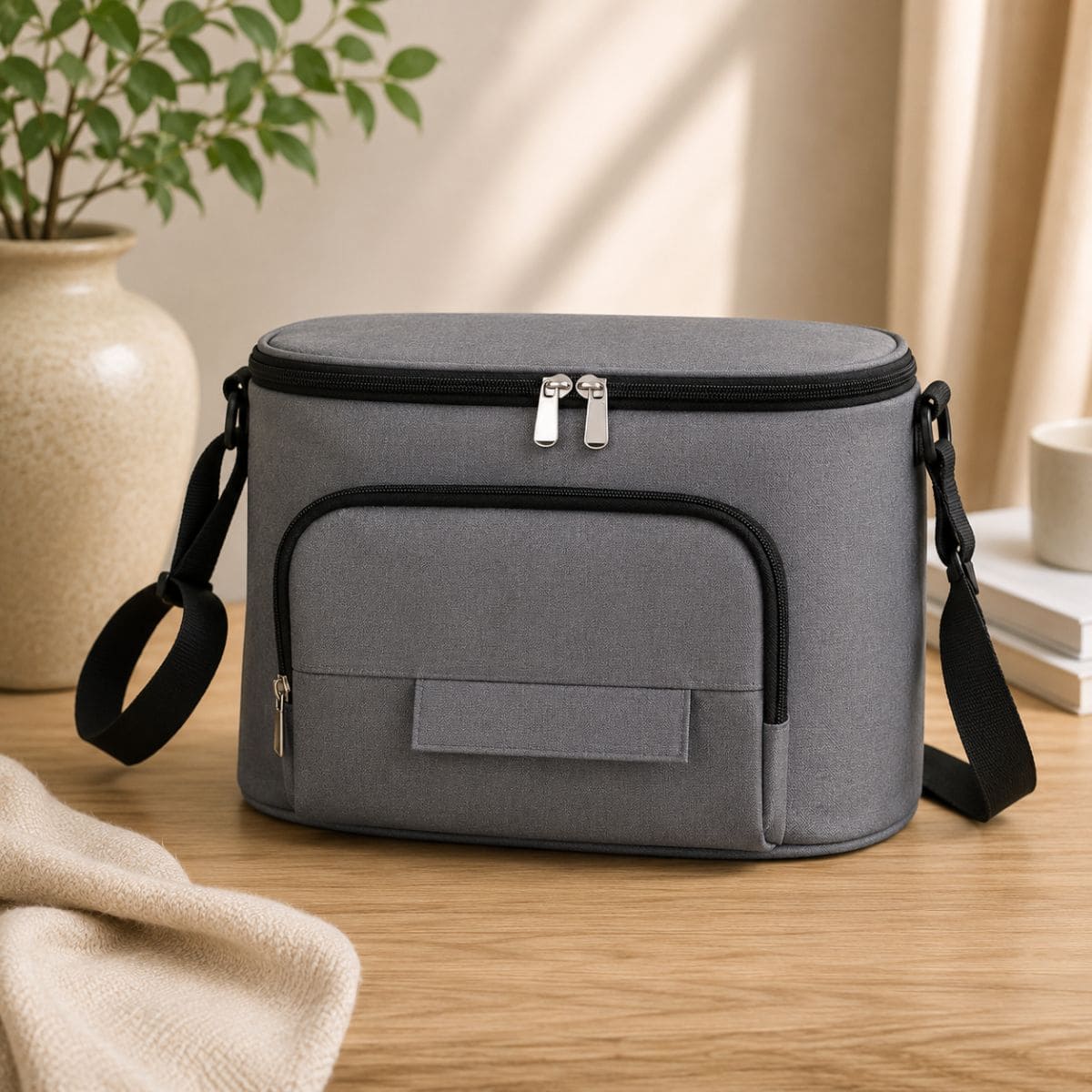 sac à langer pour poussette Nomade Mini gris vue de face 