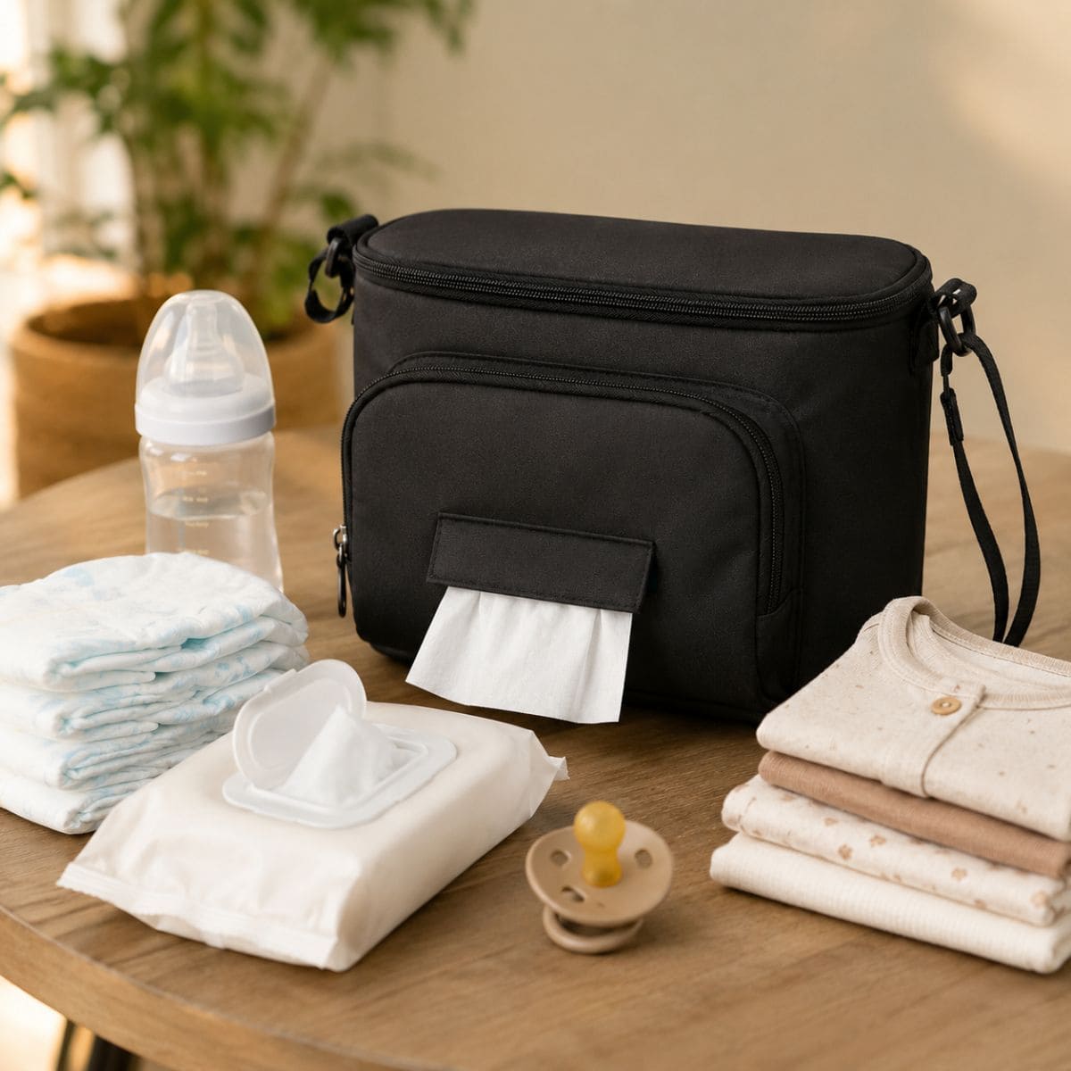 sac à langer pour poussette Nomade Mini avec couches lingettes et vêtements bébé 