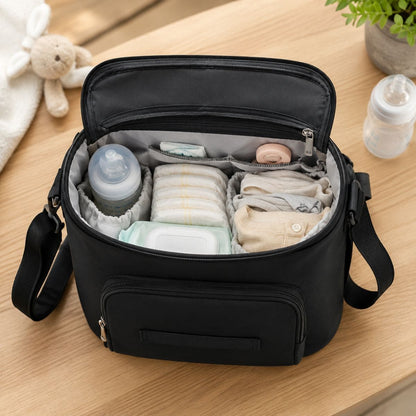  sac à langer pour poussette Nomade Mini organisation intérieure avec couches et biberon 