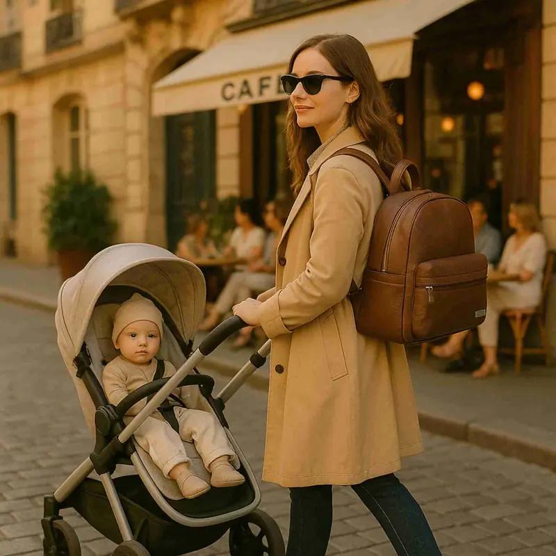 Sacs à Dos à Langer Sac à Dos à Langer Bebe Sac à Langer En Cuir PU Imperméable Pour Poussette, Sac à Dos, Sac à Langer, Sac à Bouteille De Grande Capacité